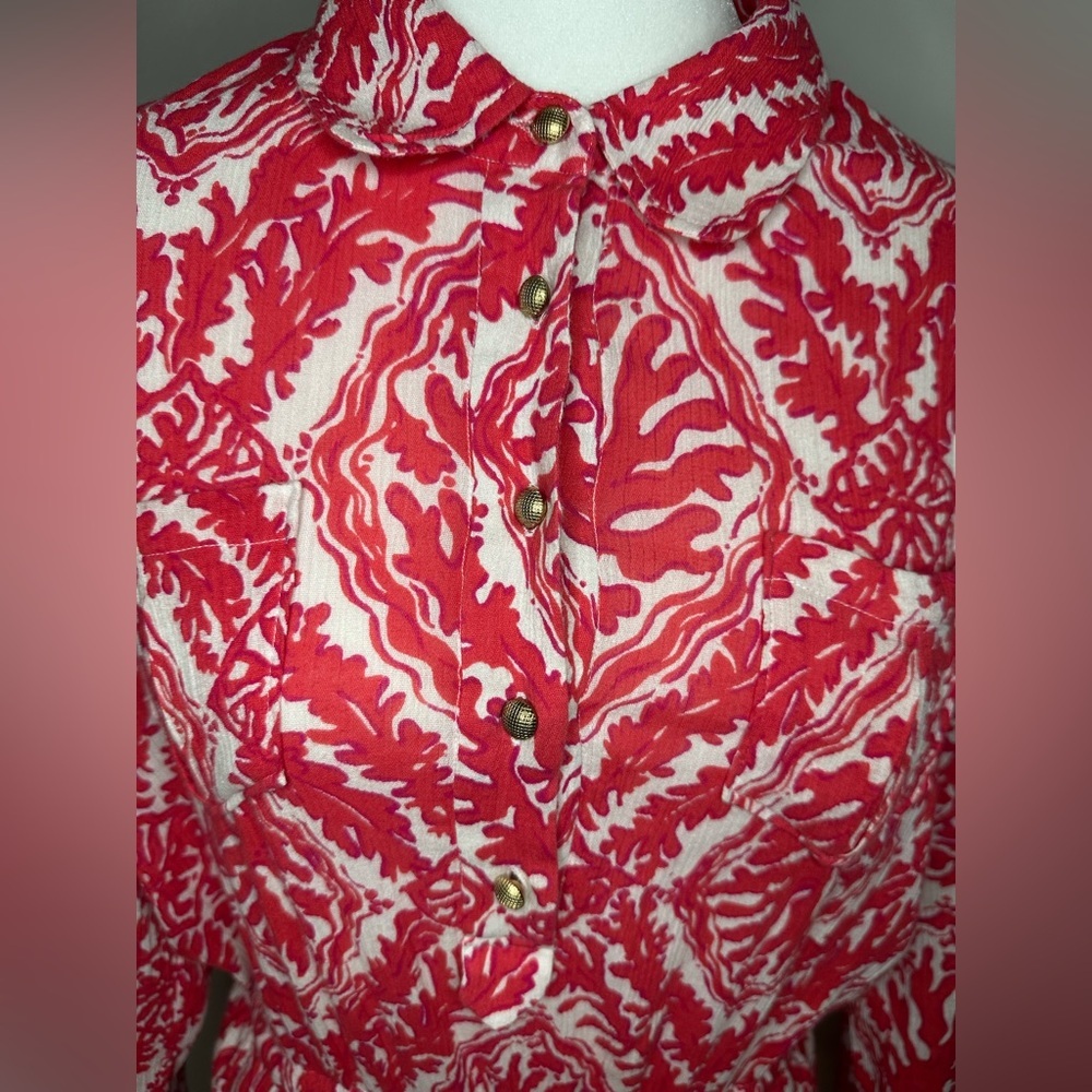 Lilly Pulitzer long Sleeve Buttoned dress Coral Reef Dress size 6 - Picture 5 of 10